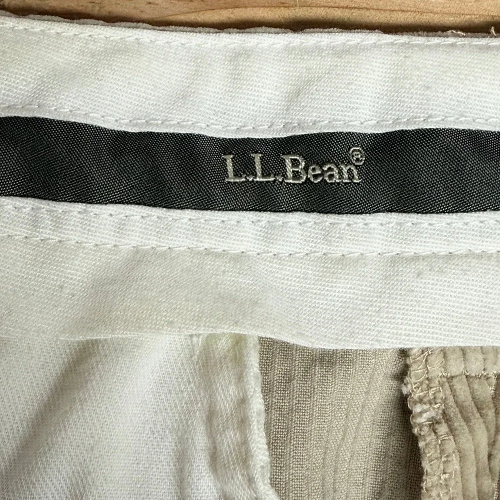 LL Bean Classic Fit Khaki Corduroy Pants Mens 34W 100% Cotton Tan 274830